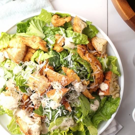 Vegan “Chicken” Caesar Salad