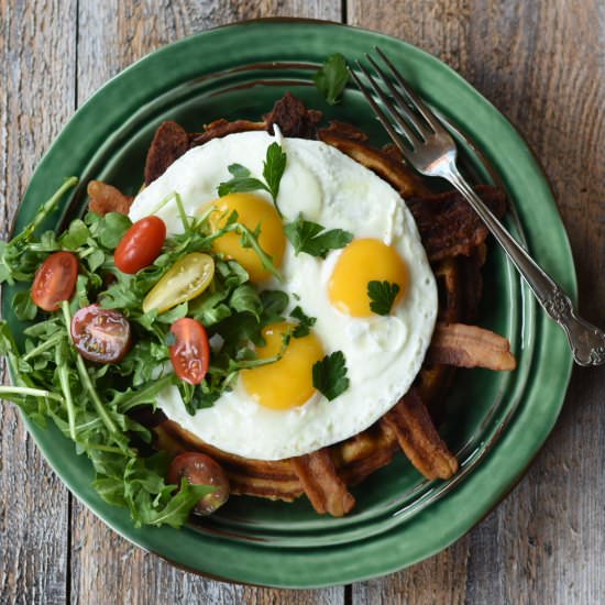 Egg Bacon Cheese Chive Waffles