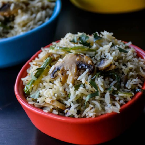 Quick Mushroom Pepper Fried Rice