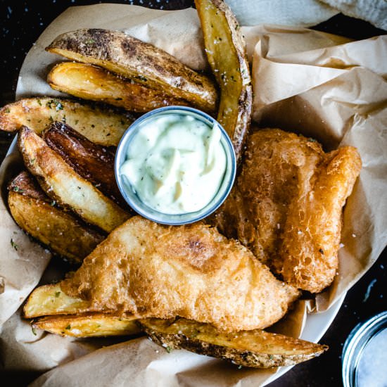 Crispy Beer Battered Fish and Chips