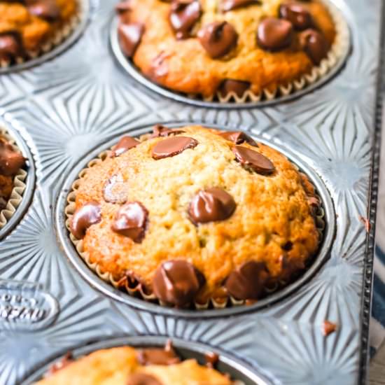 Banana chocolate chip muffins