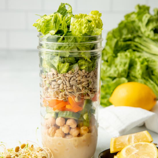 Sesame Chickpea Mason Jar Salad