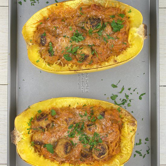Spaghetti Squash & Turkey Meatballs