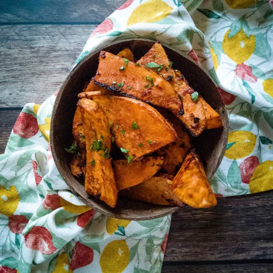 Balsamic miso sweet potatoes