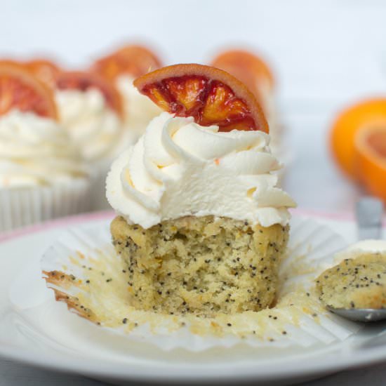 Blood Orange & Poppy Seed Cupcakes