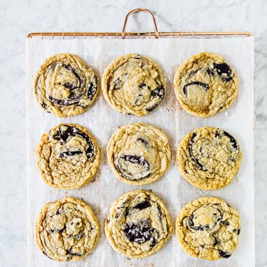 vegan tahini chocolate chip cookies