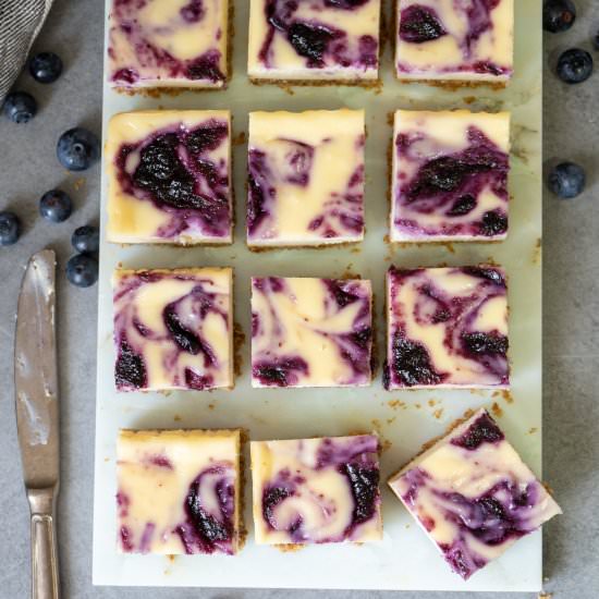 Blueberry Swirl Cheesecake Bars