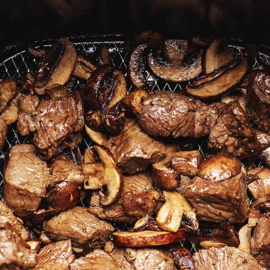 Air Fryer Steak and Mushrooms
