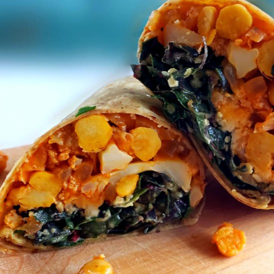 Buffalo Chickpea Cauliflower Wraps