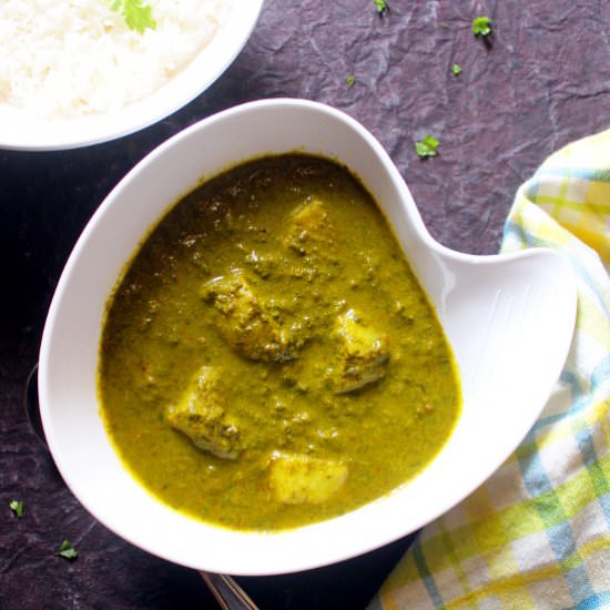Radish Greens and Potato Curry