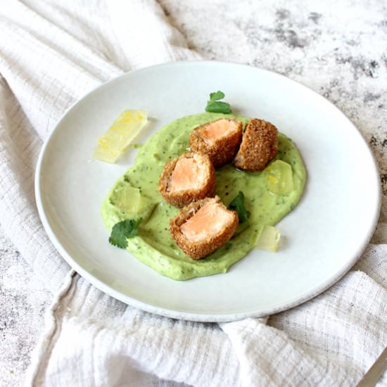 Salmon, avocado & lemon jelly