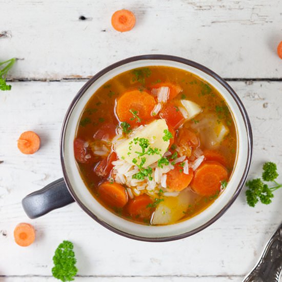 Potato and rice soup