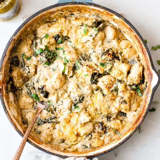 EASY SPINACH & ARTICHOKE GNOCCHI BAKE