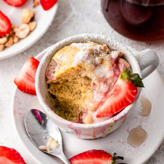 Super Soft Keto Strawberry Mug Cake