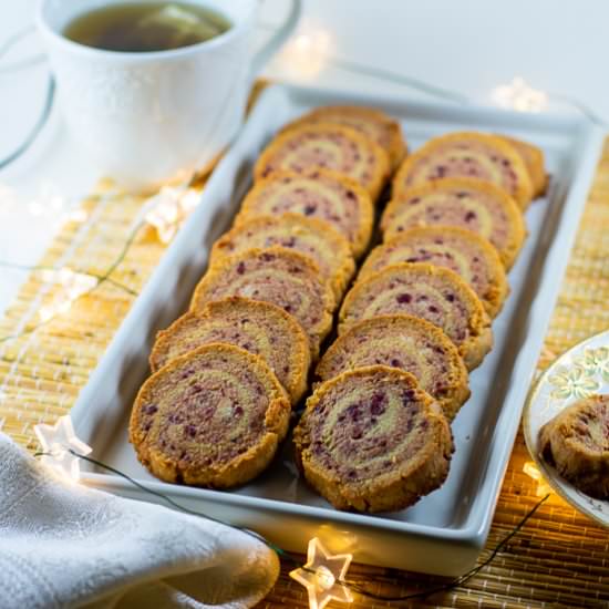 Cranberry Almond Pinwheel Cookies