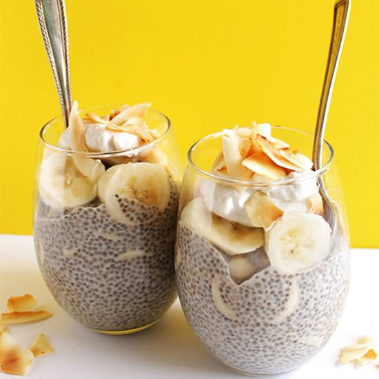 Coconut banana chia seed pudding