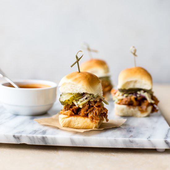 Hot Honey Pulled Chicken Sliders