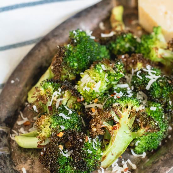 Air fryer broccoli with parmesan