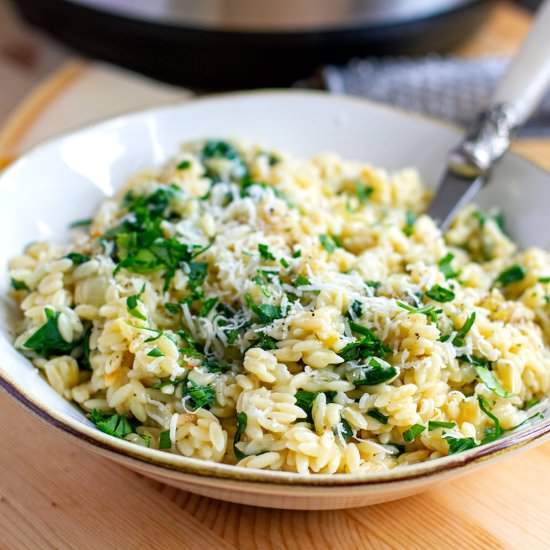 Instant Pot Orzo Spinach & Parmesan