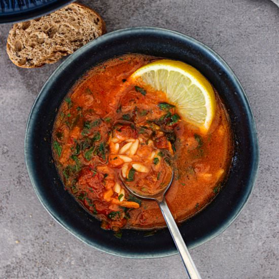 Lemon and Tomato Orzo Soup