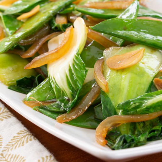 Sautéed Bok Choy with Snow Peas