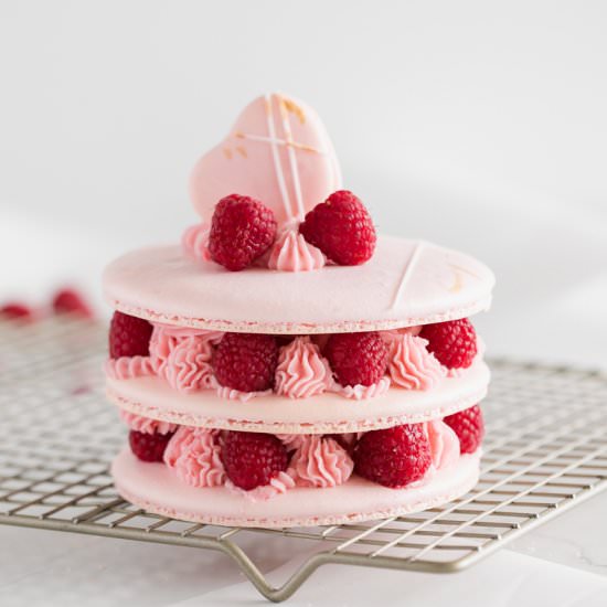 Raspberry Macaron Cake