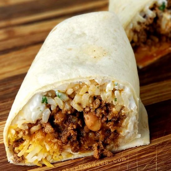 beef rice and bean burritos