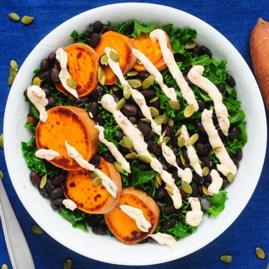 Sweet Potato Medallion Kale Salad