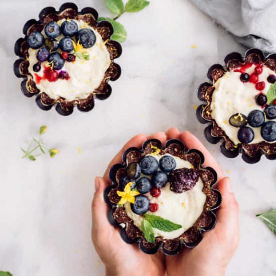 Mini Vegan Lemon Tarts (No Bake)