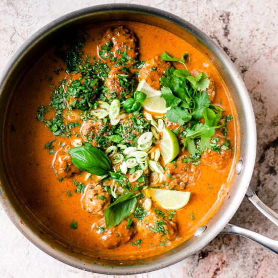 Thai Red Curry Turkey Meatballs