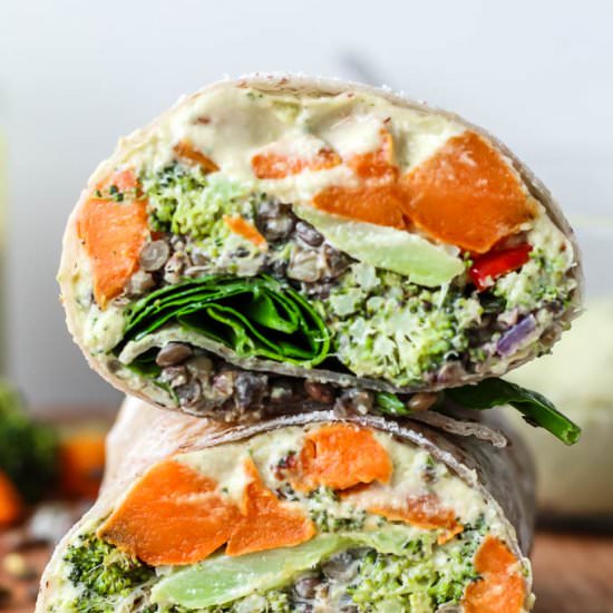 Mediterranean Lentil Veggie Wraps