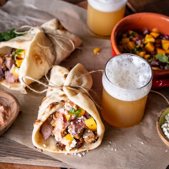 Tandoori Beer Lamb Wraps with Mango