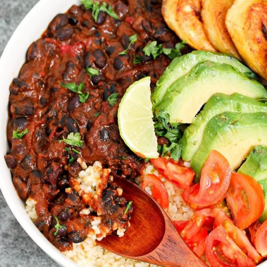 Black Beans, Bulgur, and Plantain