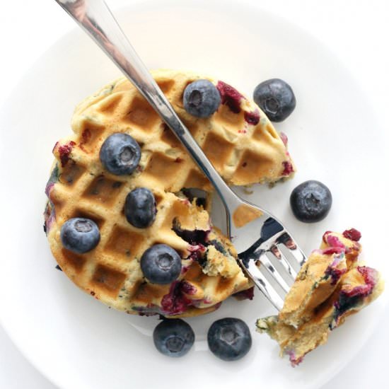 Easy GF/V Blueberry Waffles