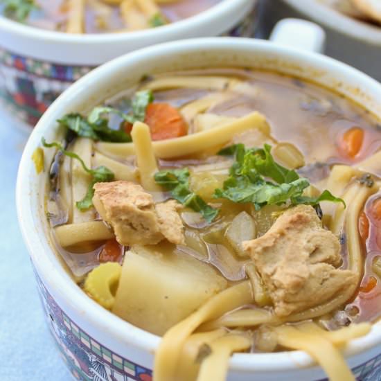 15 minute vegan chicken noodle soup