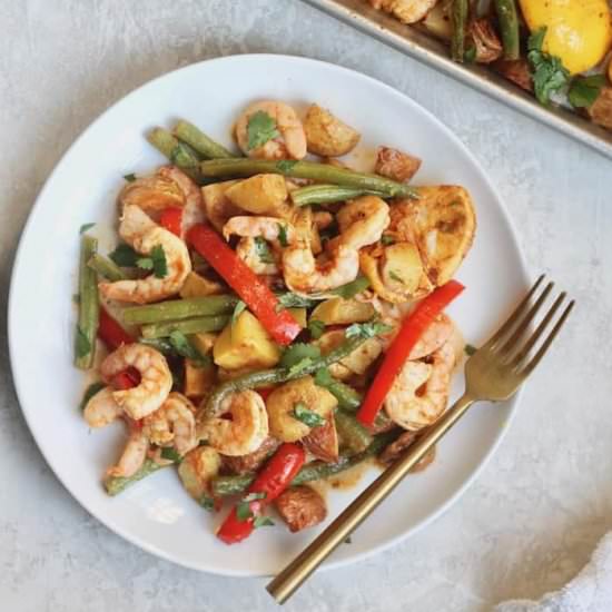 Sheet Pan Lemon Cajun Shrimp Bowls