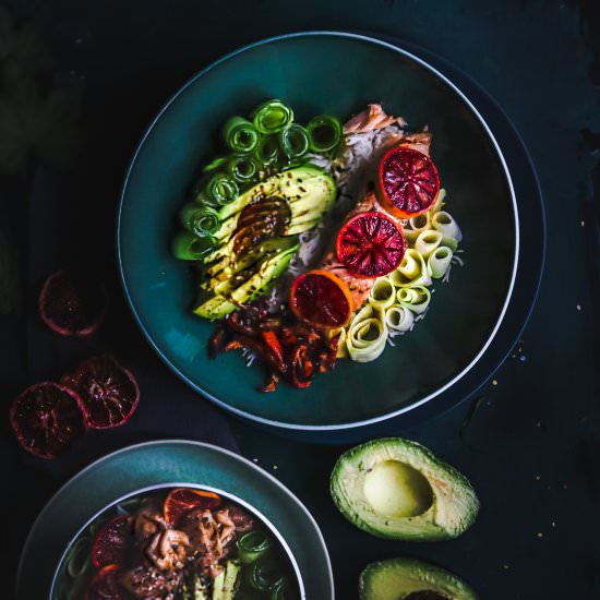 Blood orange salmon rice bowl