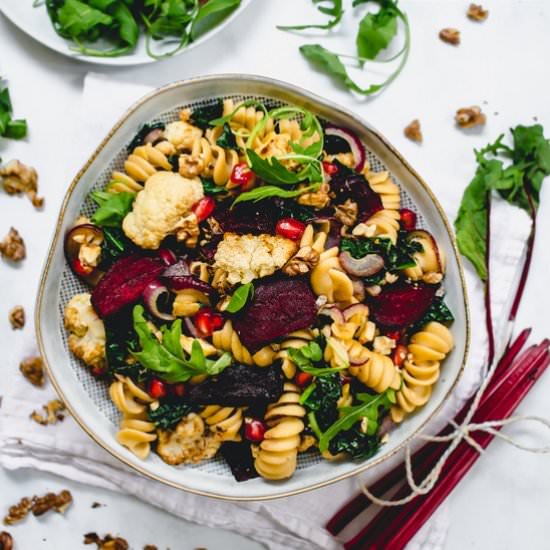 Roasted Cauliflower and Beet Pasta