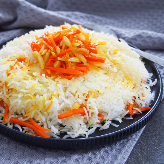 Persian sweet rice (shirin polow)