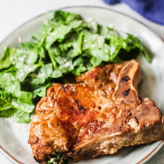 SPINACH STUFFED PORK CHOPS