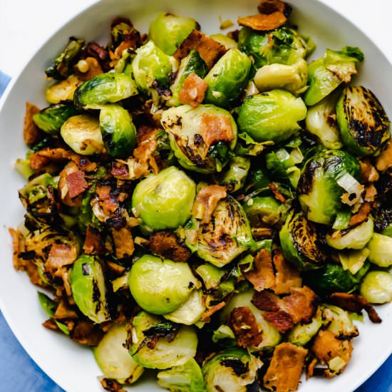 Pan Roasted Brussel Sprouts & Bacon