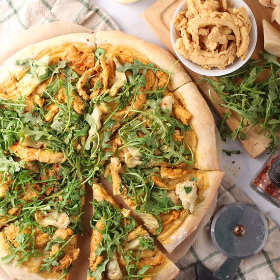 Vegan Chicken Alfredo Pizza