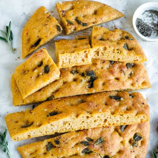 Soft pumpkin focaccia