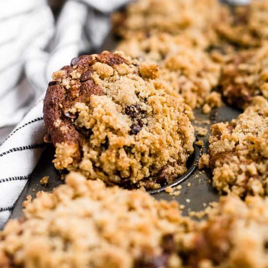 Banana Chocolate Chip Crumb Muffins