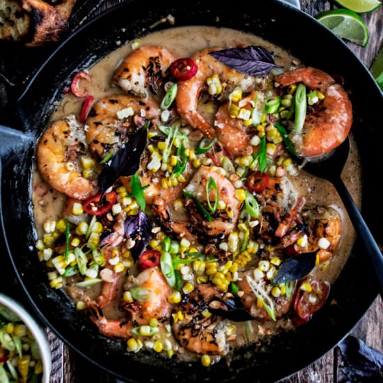Grilled Shrimp & Coconut Milk Broth