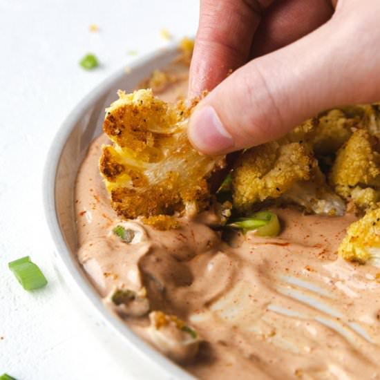 Cauliflower Bites with yum yum sauce