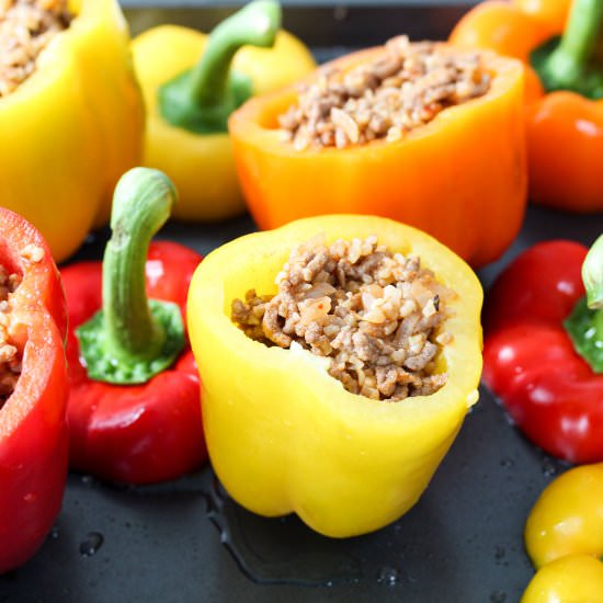 Peppers Stuffed with Mince and Bulgar