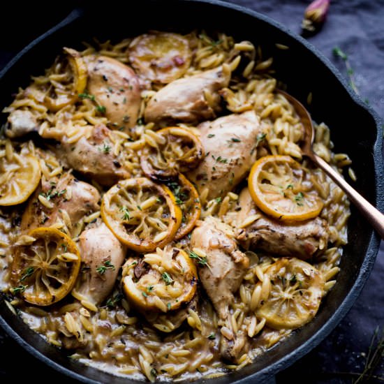 One pot lemon chicken and thyme orzo