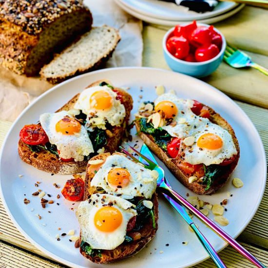 Eggs with spinach breakfast