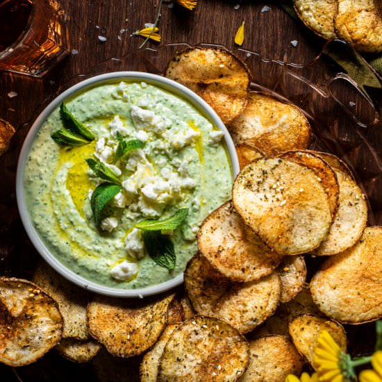 Za’atar Potato Chips w Whipped Feta